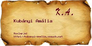 Kubányi Amália névjegykártya
